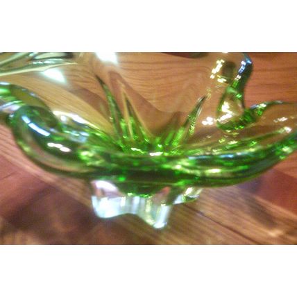 Beautiful green heavy glass decorative art piece