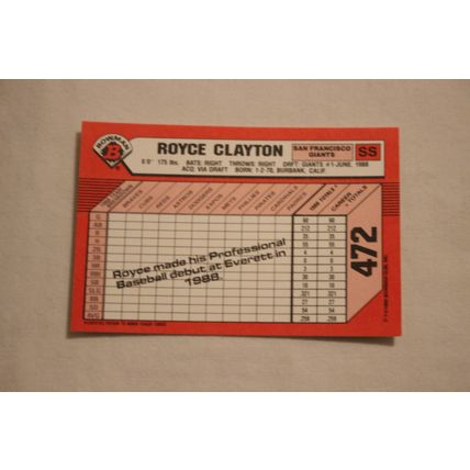 Royce Clayton 1989 Bowman TIFFANY NO. 472