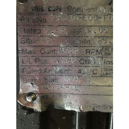 AEG ASAI MODICON S74D-E00-F010 AC SERVO MOTOR, 230VAC,1800-RPM,4.43HP,13.8A,TD