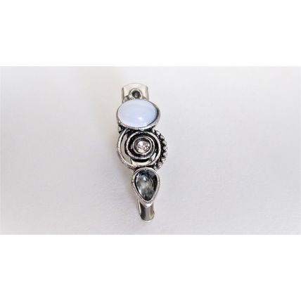 Set of 2 small white stone gray crystal metal alligator hair claw clip for