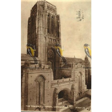 Tower, Liverpool Cathedral, Liverpool, 97691jv Valentine Postcard, 1933