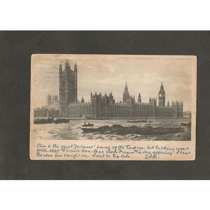 Postcard London Undivided Back 1905 Houses of Parliament