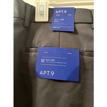 APT. 9 Men's Flat Front Dress Pants Easy Care Slim Fit Choose Your Size Gray