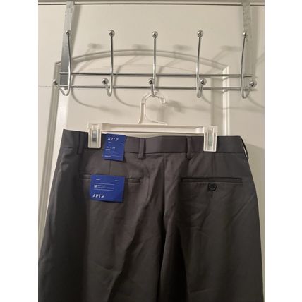 APT. 9 Men's Flat Front Dress Pants Easy Care Slim Fit Choose Your Size Gray