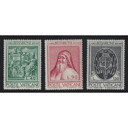 Vatican Cardinal Bassarion 3v 1972 MNH SG#588-590 Sc#528-530