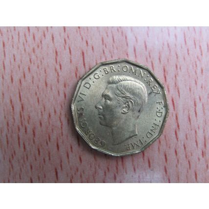 GB 1945 George VI Brass Threepence 3d Coin High Grade AU