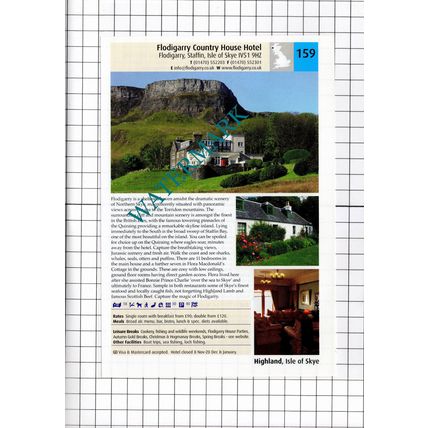 Flodigarry Hotel Staffin Skye / Greshornish House Edinbane Skye -2011 Advert