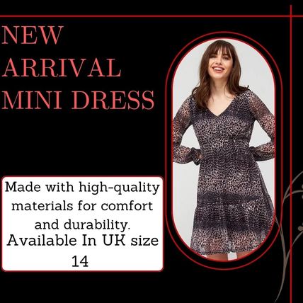 JONTOM LTD Ladies Mesh Long Sleeve Mini Dress Size 14 – Brown Animal Print Dress