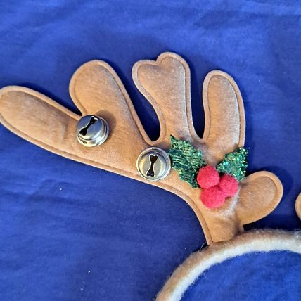 Lot 4 REINDEER ANTLERS HEADBANDS Christmas Deer Santa Plush Padded Cloth Felt