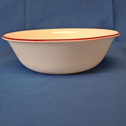 Lot 4 Corelle BANDHANI or SPLENDOR 6 1/4" Cereal BOWLS Red Rim Band Soup