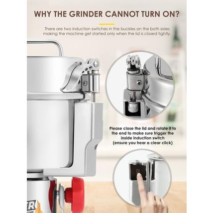 CGOLDENWALL 700G Electric Grain Grinder Mill Safety Upgraded 2400W High-Speed Sp