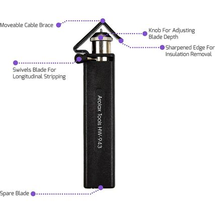 Round Cable Stripper – with Adjustable Cutting Depth – for Circumferential, Long