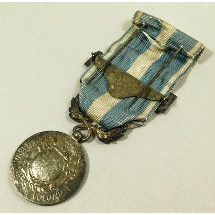 Solid Silver French Military Colonial Medal + Afrique Occidentale Francaise Bar