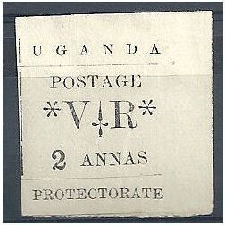 Uganda 1896 SG56 2 Annas Black (thick 1) Mounted Mint .