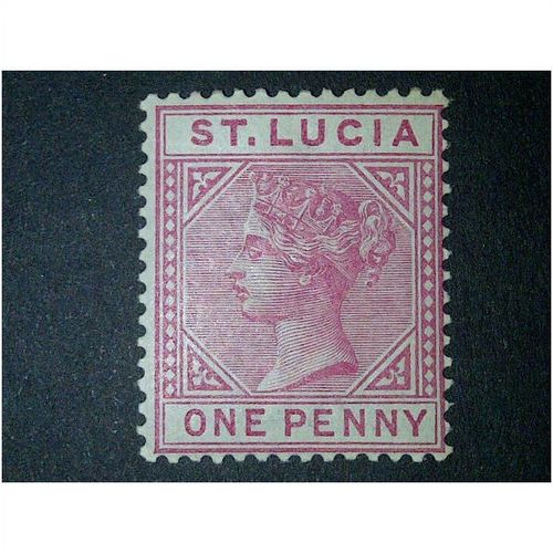 St Lucia QV 1883 1d Carmine Rose Die 1 Wmk Crown CA Hinged Mounted Mint MM SG 32