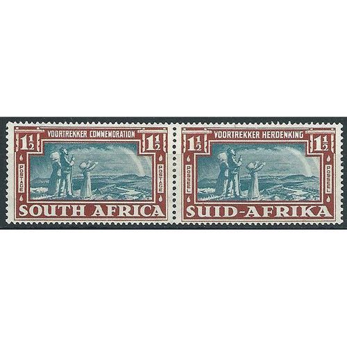 South Africa 1938 SG81 1 1/2d Greenish-Blue & Brown Voortreker PAIR M/Mint .. .