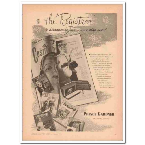 prince gardner inc 1946 registrar women leather billfold vintage ad