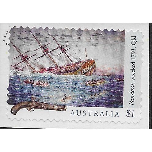 AUS 2017 $1.00 (S/A) 'SHIPWRECKS -PANDORA' ON PAPER FINE USED (EBID25-851)