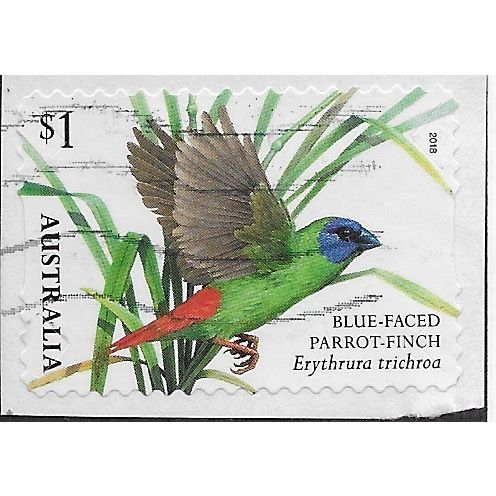 AUS 2018 $1.00 (S/A) 'BIRDS -FINCHES -BLUE FACE' ON PAPER FINE USED (EBID25-893)