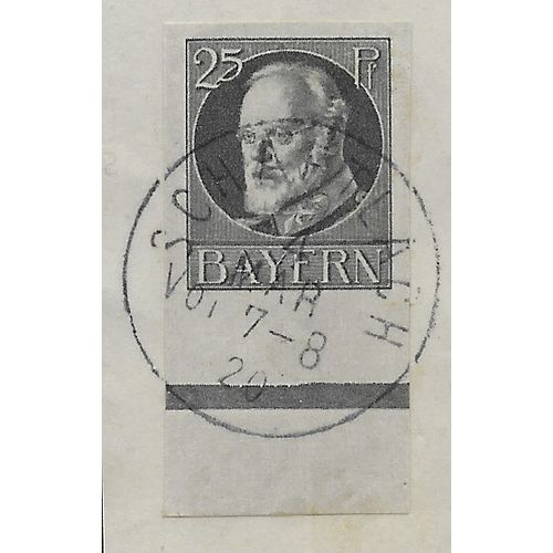 GER (BAVARIA) 1914 25pf KING LUDWIG III' (IMPERFED) FINE USED (EBID64-436)