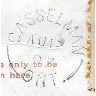 Casselman, Ontario split ring cancels, 1907, Russell county