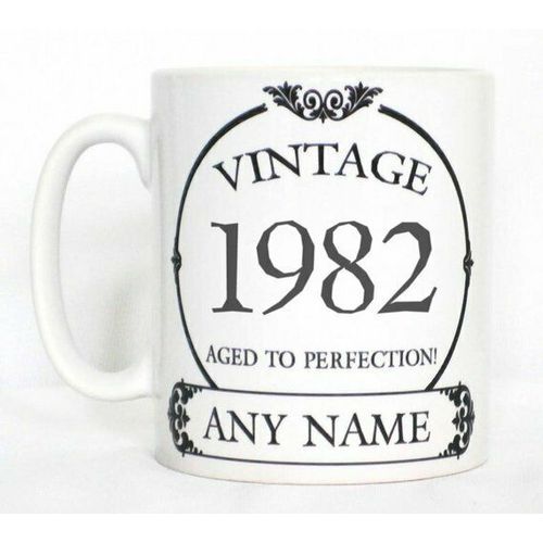 Vintage 1982 Aged To Perfection Mug PERSONALISED Wine Label Birthday Year Gift