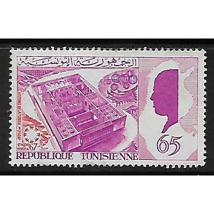 TUNISIA 1967 NATIONAL DAY AT WORLD FAIR 65M PAVILION & MAP SG639 FINE USED#2