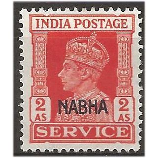 Nabha (ICS) 1942 O62 2a Vermilion SERVICE Mounted Mint . .. .