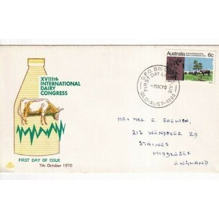 Australia 1970 International Dairy Congress FDC Brisbane cancel written VGC