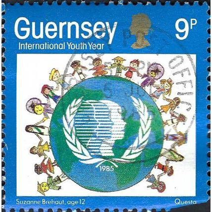 GUERNSEY, International Youth Year, blue 1985, 9p, #2