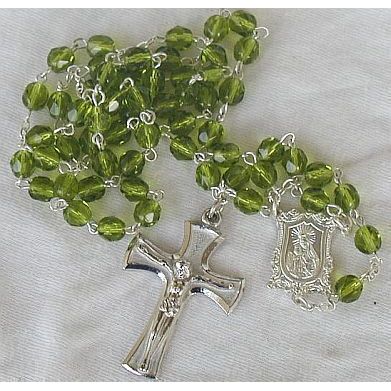 Peridot glass beads Rosary