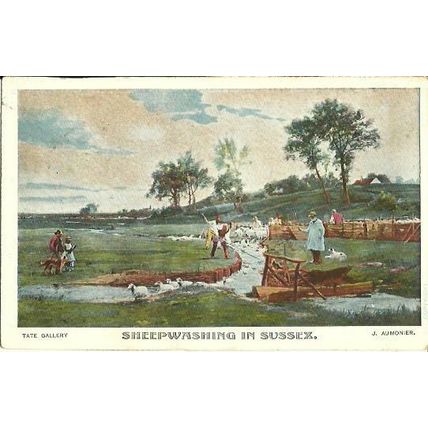 Art SHEEPWASHING IN SUSSEX (J. Aumonier) Postcard (GD&D)