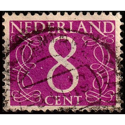 Netherlands 1957 Numeral 8c Used Stamp