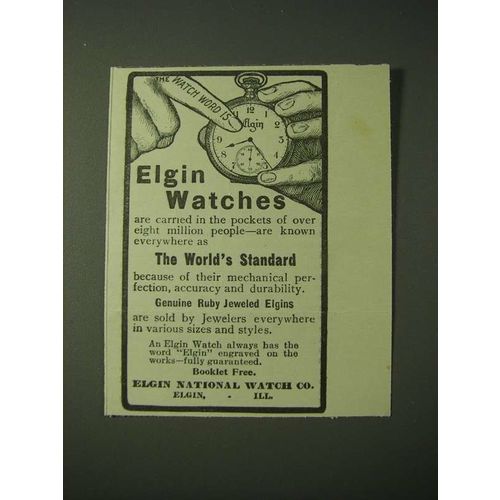 1900 Elgin Watches Ad - carried in the pockets of over eight Million People