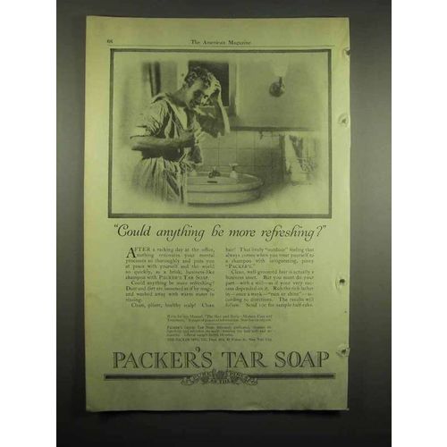 1918 Packer's Tar Soap Ad - Be More Refreshing