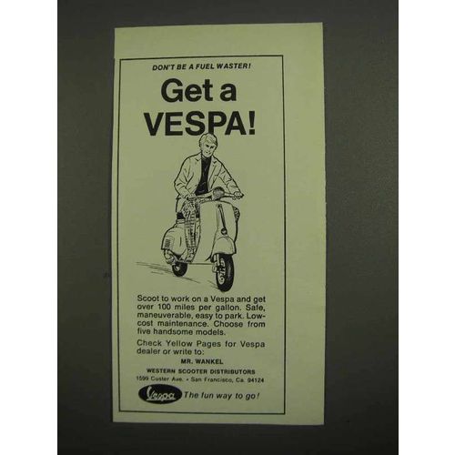 1974 Vespa Scooter Ad - Don't Be a Fuel Waster
