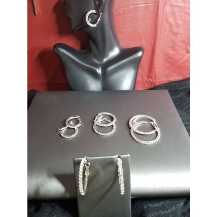 Hoop Crystal & Silver Earrings - 30mm