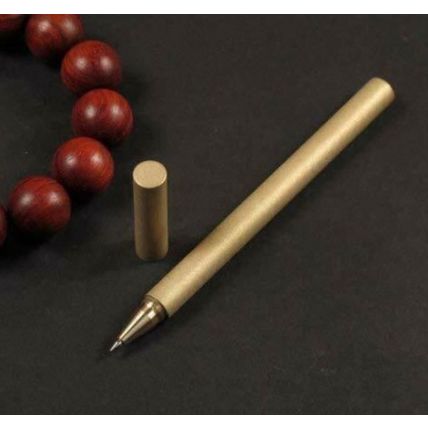 Stunning Handmade EDC Refillable Gel Pen Retro Shinny Solid Brass Ballpoint Pen