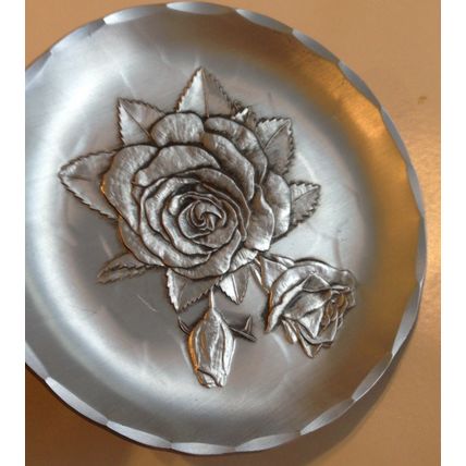Handmade Wendell August Forge Hammered Art Iron Decorative Plate Roses GroveCity