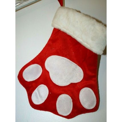 Set of 4 Dog Themed Christmas Stockings Paws Bells Dogs Bones Jingles & Joy