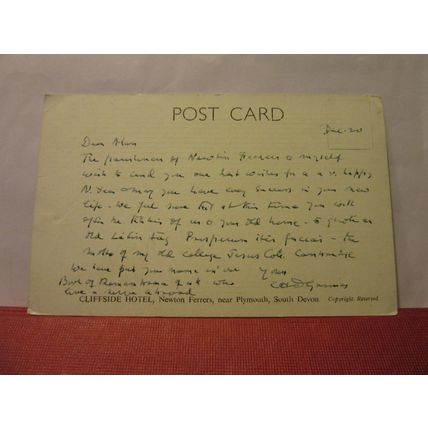 CLIFFSIDE HOTEL, NEWTON FERRERS, DEVON used postcard =