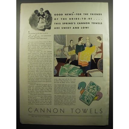 1932 Cannon Towels Ad - Good news - for the friends of the bride-to-be