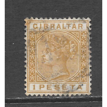 GIBRALTAR 1889 QV SG30 PESETA ONE 30 SG 1p