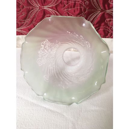 Antique Victorian Art Nouveax Frosted Floral Spiral Fluted Ruffle Oil Lamp Shade