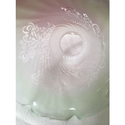 Antique Victorian Art Nouveax Frosted Floral Spiral Fluted Ruffle Oil Lamp Shade