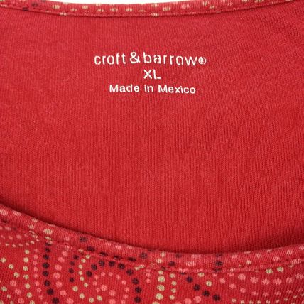 Croft & Barrow Women's Red Short Sleeve Tee Shirt Top Sz XL