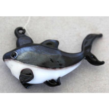 Vintage, ( 1970's) Hand Made, Art Glass Floating Orca