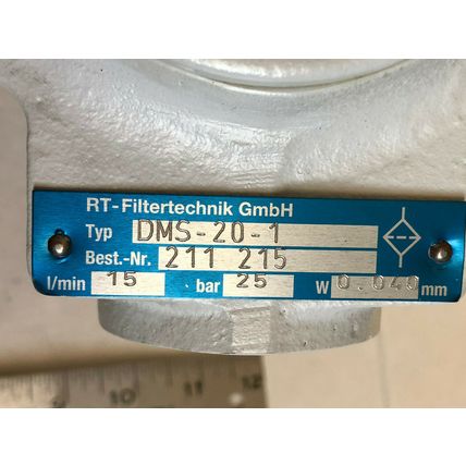 RT-FILTERTECHNIK DMS-20-1,211-95-01R HYDRAULIC FILTER 211 215,L/MIN=15,25BAR,TK