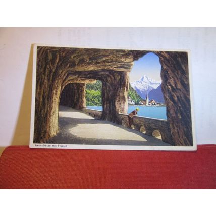 AXENSTRABE MIT FLUELEN, BRISTEN, SWITZERLAND used vintage postcard =