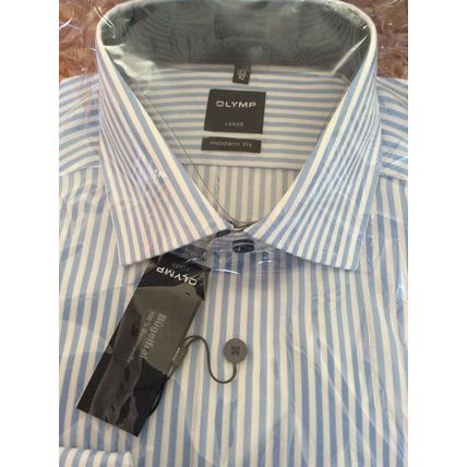 Olymp Luxor Modern Fit Cotton L/S Blue Stripe Shirt BNWT